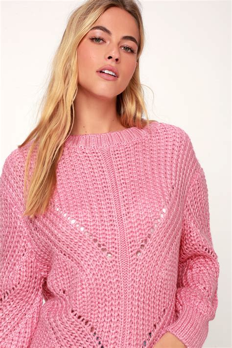 Lush Pink Sweater Oversized Sweater Chunky Knit Sweater