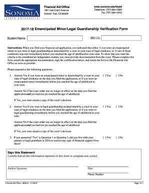 Fillable Online 2017 18 Emancipated Minor Legal Guardianship