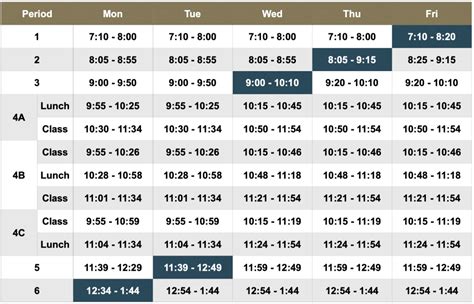 Bell Schedules Sunlake High School