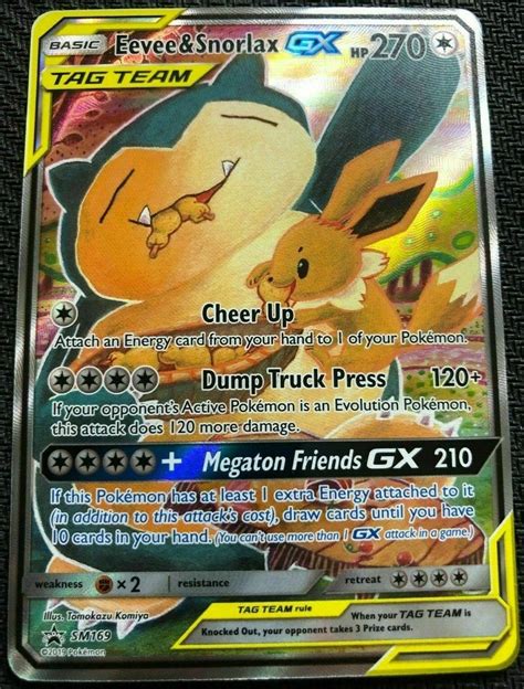 Full Art Eevee Snorlax Gx Ultra Rare Sm Tag Team Up Sm Pokemon Tcg