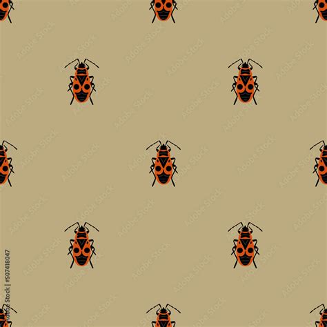 Seamless Animal Pattern With Firebugs Pyrrhocoris Apterus Red Bugs