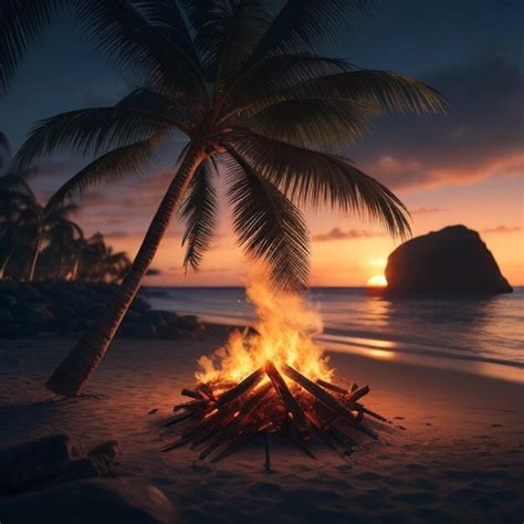 Premium AI Image | night campfire campfire adventure bonfire glow beach ...