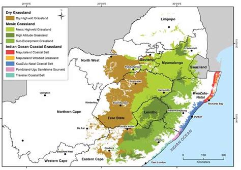 Map of South Africa showing location of three broad groupings of ...