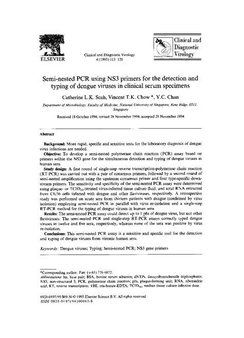 Pdf Semi Nested Pcr Using Ns Primers For The Detection And Typing Of