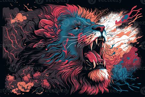 Poster of Lion roaring, Abstract poster of a dangerous and powerful ...