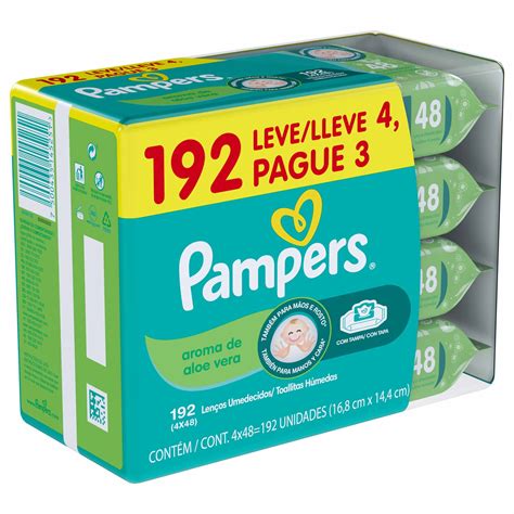 Conjunto Lenços Umedecidos Pampers Aroma De Aloe Vera 192 Unidades