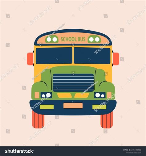 Abstract School Bus Flat Line Style Stock Vector Royalty Free