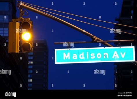 New York Street Sign Madison Avenue High Resolution Stock Photography