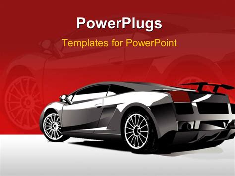 Powerpoint Template A Beautiful Car With Reddish Background And Place