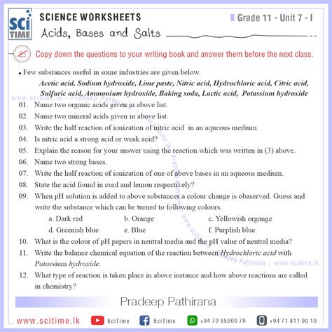 UNIT 7 Lesson II Bases And Salts SciTime Tution Hub