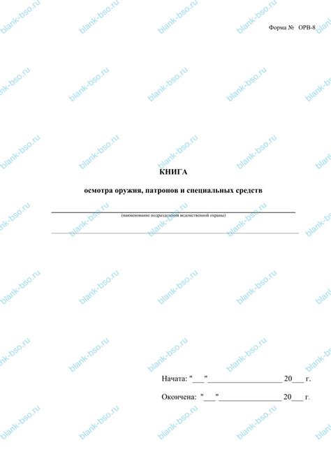 Книга осмотра оружия патронов и специальных средств Образец bs1452