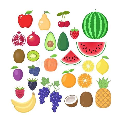 Various Fruit Collection Vector Fruits Cartoons Set Fruit Clipart