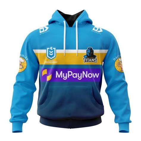 Nrl Gold Coast Titans Custom Name Number 2023 Home Jersey Pullover Hoodie