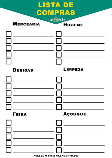 Lista De Compras Completa Para Imprimir E Baixar Pdf Descubra As