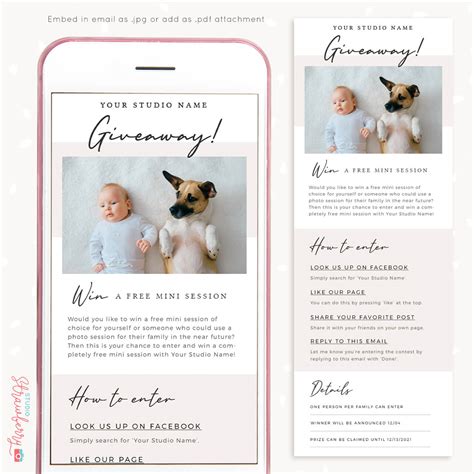 Giveaway email newsletter template for photographers – Strawberry Kit