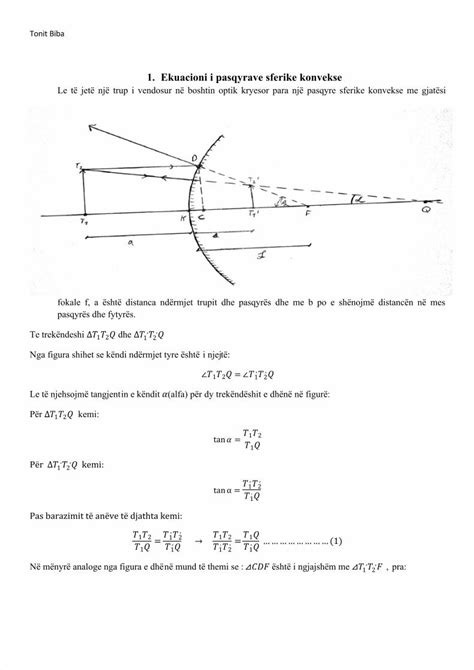 Pdf Ekuacioni I Pasqyrave Sferike Konvekse Dokumentips