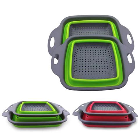 Pcs Set Foldable Strainer Basket Collapsible Colander Sets Square