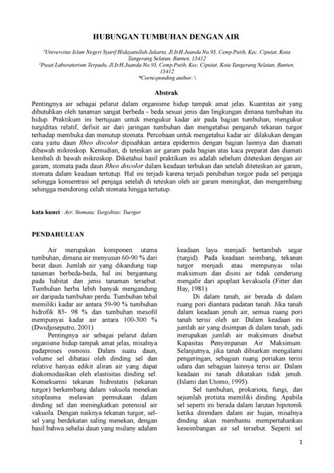 Laporan Praktikum Hubungan Air Dan Tanaman Fisiologi Tumbuhan