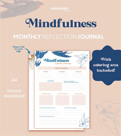 Mindfulness Journal Monthly Layout For Self Improvement