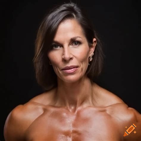 Photorealism Close Up Portrait Titled Muscular Mature Female