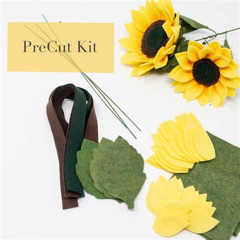 Sunflower And Bud Felt Flower Diy Kit Felt Flowers Felt Flowers Diy Sunflower Crafts