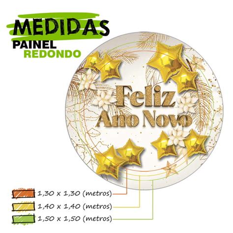 Painel Redondo Sublimado Ano Novo Em Tecido X M Rd