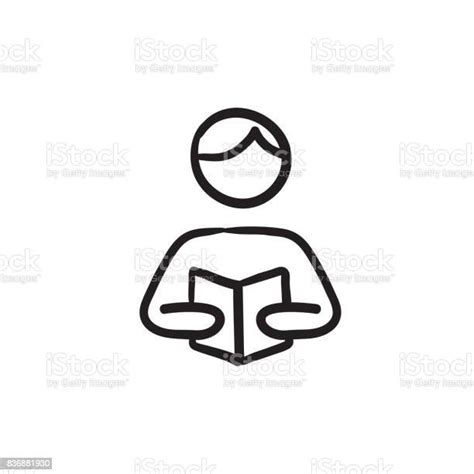 Man Reading Book Sketch Icon Stock Illustration Download Image Now