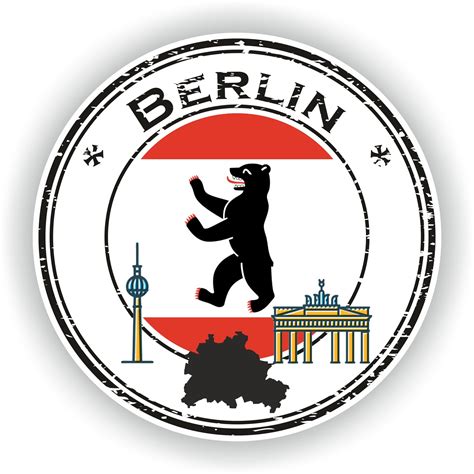 Germany Berlin Bear Seal Sticker Round Flag For Laptop Book Fridge