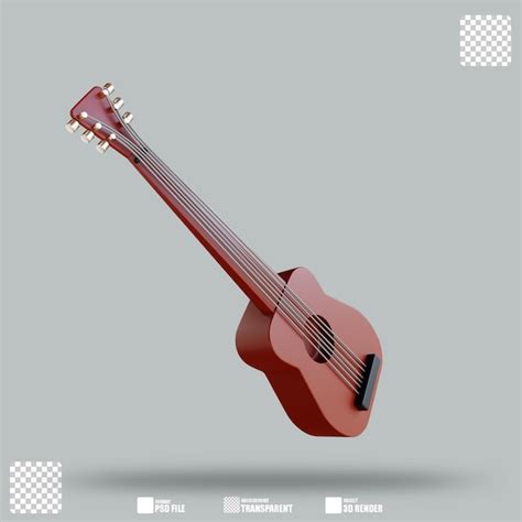 Ilustração 3d guitarra acústica 2 PSD Premium