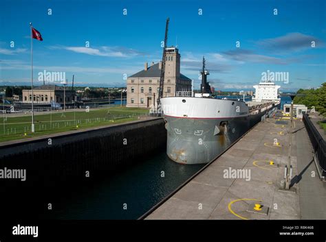 Sault Ste Marie Michigan The Bulk Carrier Kaministiqua Going Through