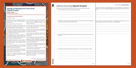 National Sorry Day Speech Analysis Teacher Made Twinkl