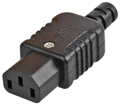 Rewireable In Line Iec C13 Socket With Solderscrew Terminations And Cable Strain Relief Black