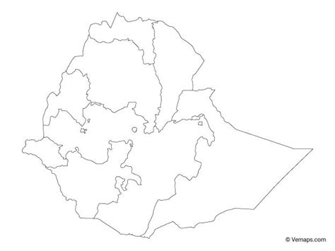 Outline Map Of Ethiopia With Regions Free Vector Maps Map Outline