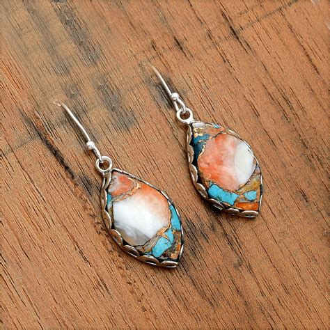 Spiny Oyster Turquoise Arizona Earrings SDE34385