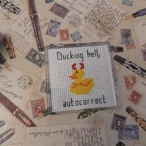 Ducking Hell Autocorrect Cross Stitch Magnet Autocowreck Etsy