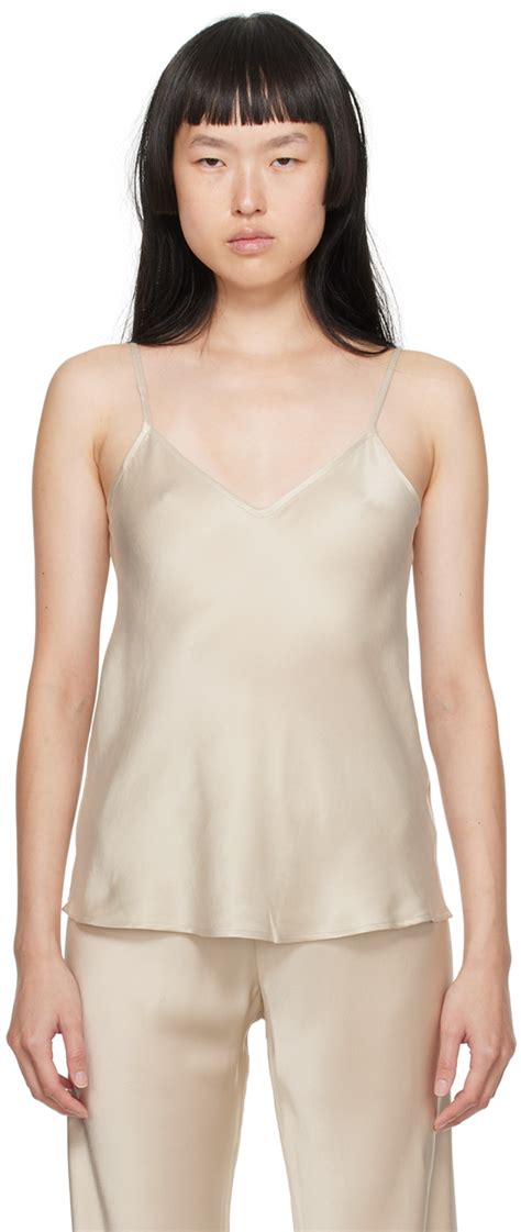 Silk Laundry Tan Bias Cut Camisole Hazelnut Editorialist