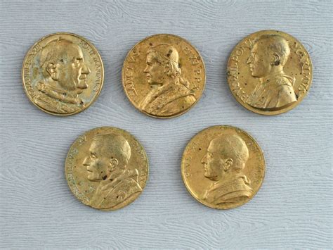The Popes Of The 20th Century 1903 1963 Set Of 5 Gilded Papal Medals