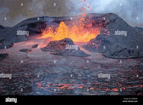 Eruption Of The Geldingadalir Volcano Reykjanes Peninsula Iceland