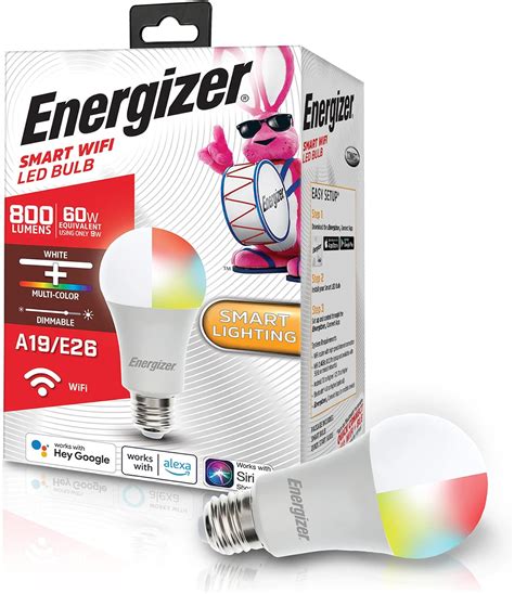 Energizer Connect Smart A19 LED White Multi Color RGB Light Bulb With