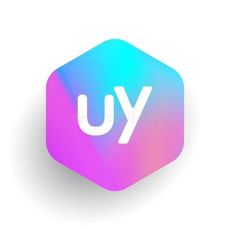 Letter Uy Logo In Hexagon Shape And Colorful Background Letter