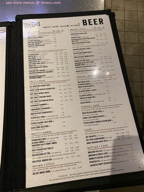 Online Menu Of Yard House Restaurant San Jose California 95128 Zmenu