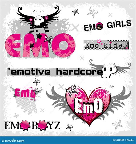 Emo logos stock vector. Illustration of fringe, emblem - 5542592