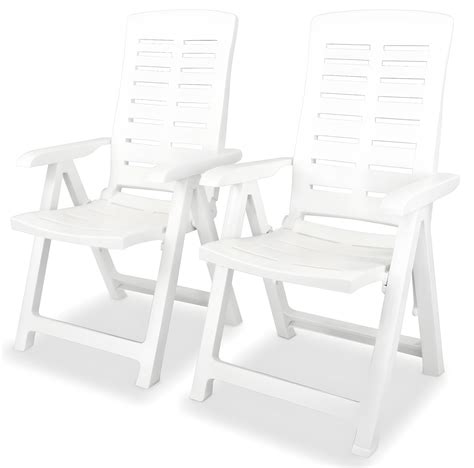 Pcs Chaises Inclinables De Jardin Plastique Blanc