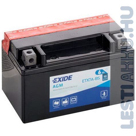 EXIDE Bike AGM Motor Akkumulátor YTX7A BS 12V 6Ah 90A Bal