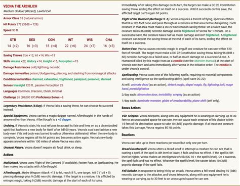 Dungeons and Dragons' Vecna 5e Statblock Revealed | TechRaptor