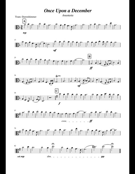 Once Upon A December Viola Sheet Music Download Free In Pdf Or Midi