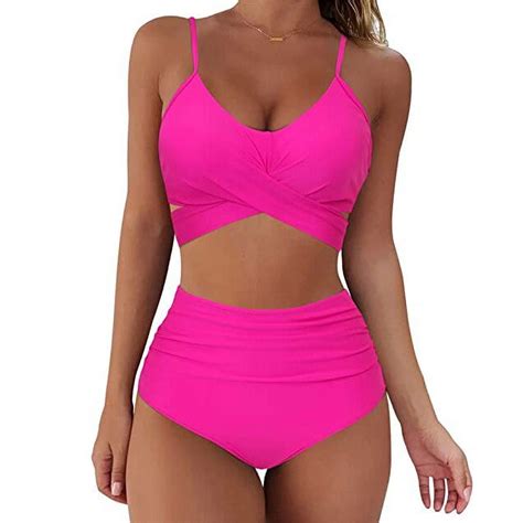 Rxrxcoco Women Bikini Set Wrap Push Up High Waisted Two Pieces