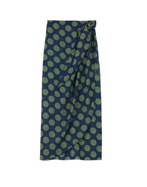 Jupe paréo imprimée pois en coton RIVA vert Lingerie le Chat