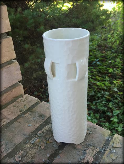 Antique Max Roesler Vase Art Deco Footed Column Vase White Etsy