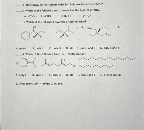 Solved 1 How Many Stereoisomers Exist For Chegg